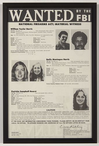 Original Patty Hearst Wanted Poster