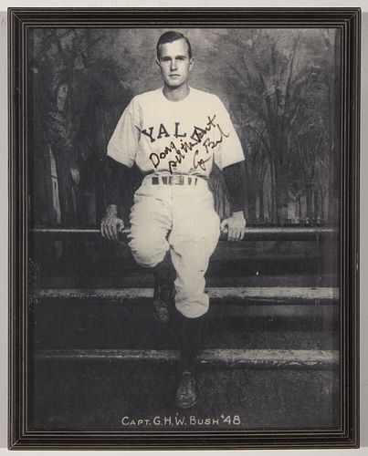 George Bush Yale Baseball Photograph -signed