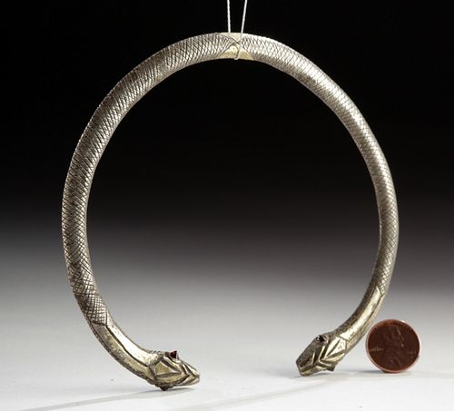 Roman Gilded Silver Torc Serpent Heads, ex-Christie's