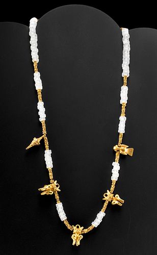 Colombian / Panamanian Necklace 18K+ Gold & Quartz