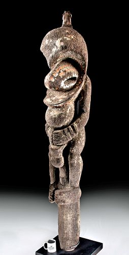 Giant 20th C. Vanuatu Polychrome Fern Figure, ex-Museum