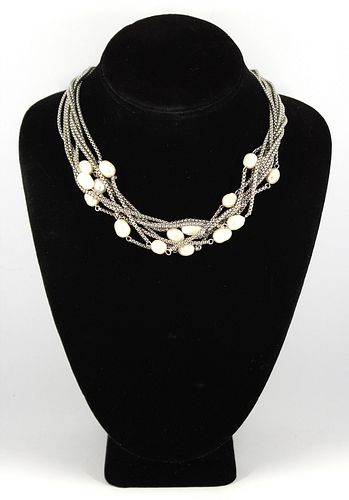 Silver-Tone Freshwater Pearl Necklace