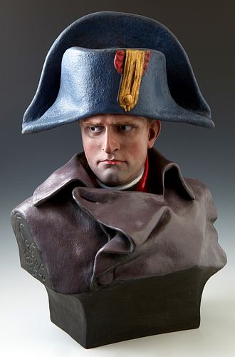 After Renzo Colombo (1856-1885), "Napoleon I," polychromed terracotta bust, after the 1885 original,