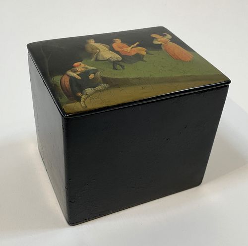 19th C. Hand Painted Tea Caddy