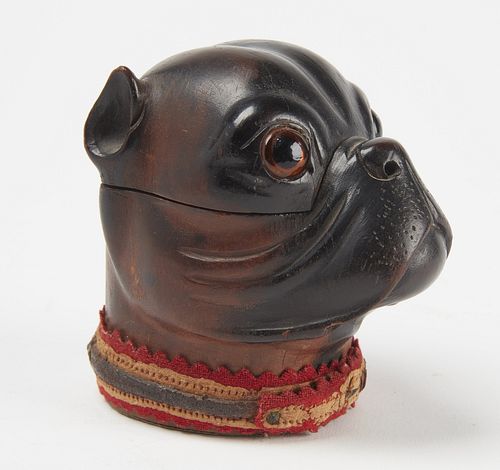 Late 19th C Black Forest Bulldog Inkwell