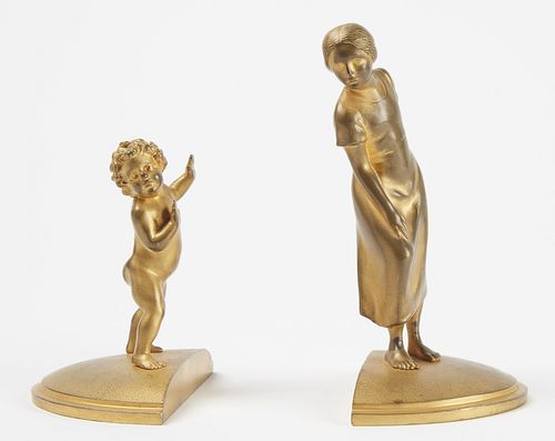 2 Viennese Gilt Bronze Figurines by Franz Gruber