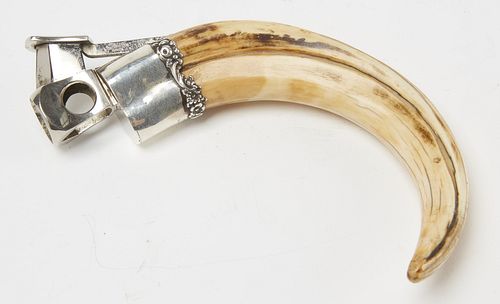Antique Sterling and Boar Tusk Cigar Cutter