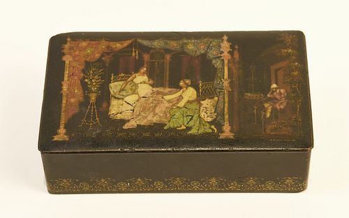 Russian Palehk Lacquer Box - dated 1936