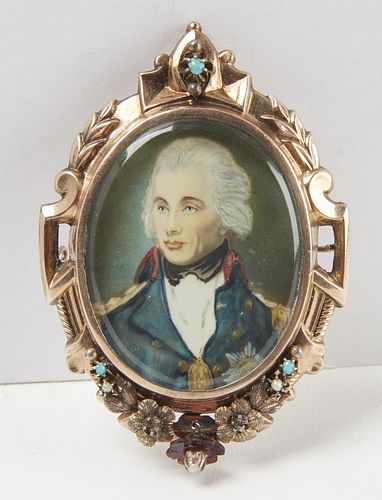 European Miniature Portrait -Elaborate Gold Frame