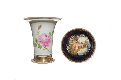 Meissen, Marcolini Dish and Rose Vase