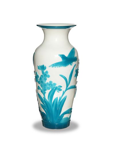 Blue and White Peking Glass Vase