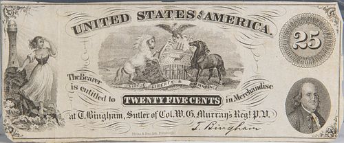 25-Cent Union Sutler Scrip, T. Bingham, 84th PA