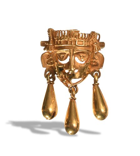 Pre-Columbian-Style 18K Gold Brooch