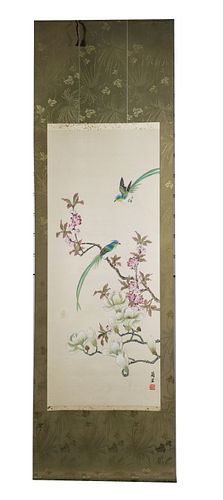 Signed Chinese Scroll Painting, Porcelain