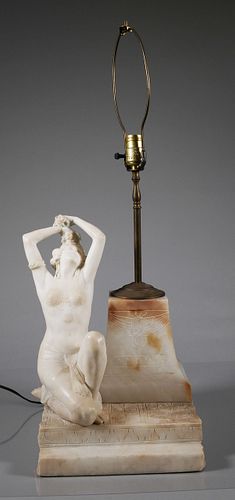 Art Deco Egyptian Alabaster Figural Lamp