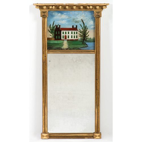 A Federal Gilt Mirror with Reverse-Painted Glass