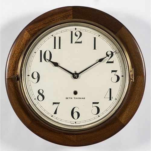A Seth Thomas Mahogany and Brass Gallery Clock