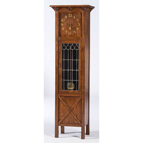 An Oak Arts and Crafts Tall Case Clock
