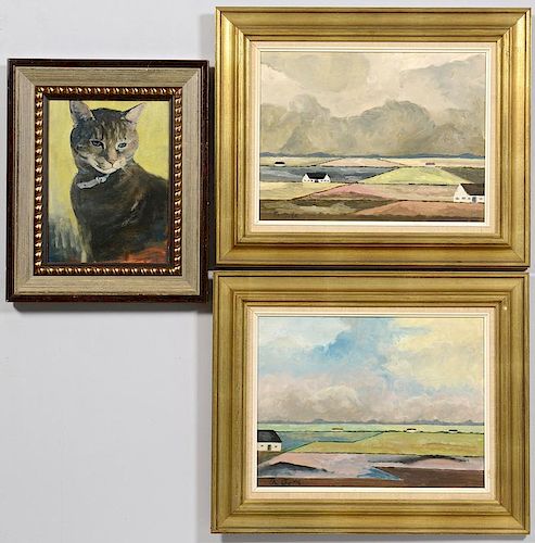 3 Paintings: 1 Tom Riesing & 2 Th Goth