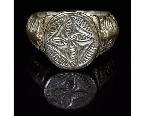 MEDIEVAL SILVER RING WITH CROSS