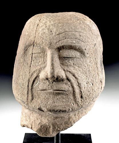 Rare Veracruz Carved Stone Head - Old God
