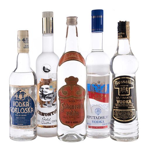 Lote de Vodka. Diputadskaya, Gorloska, Sabanovich, Lermontov y Russeika. Total de Piezas: 5.