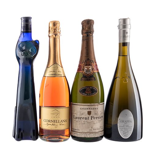 Lote de champagne y Vino. Cornellana, Alexander, Laurent Perrier y Mosel - Saar - Ruwer. Total de piezas: 4.