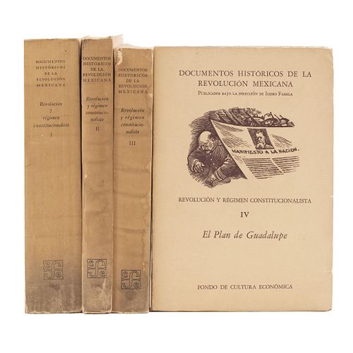 Fabela, Isidro. Documentos Históricos de la Revolución Mexicana. México: Fonde de Cultura Económica, 1960, 1962, 1963. Piezas: 4.