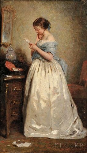 Charles Chaplin (French, 1825-1891)      Elegant Young Woman Reading a Letter