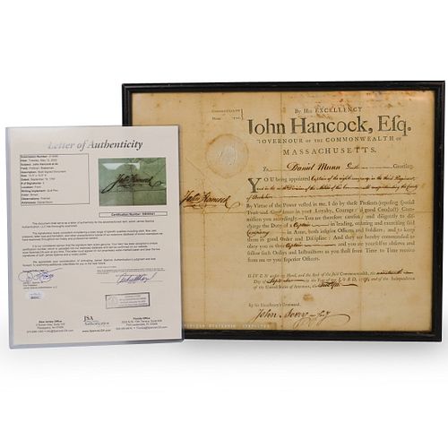 John Hancock Signed Military Appointment Document (JSA LOA)