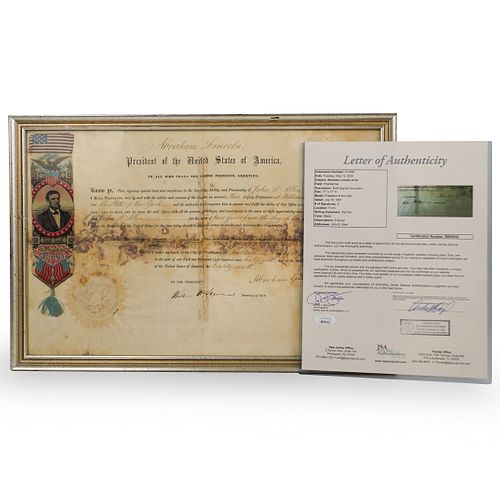 Abraham Lincoln Signed New York Postmaster Appointment Document (JSA LOA)