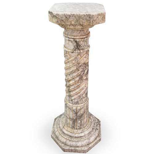 Antique Alabaster Column Pedestal