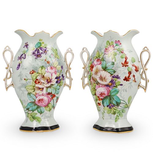 Pair of Porcelain Floral Vases