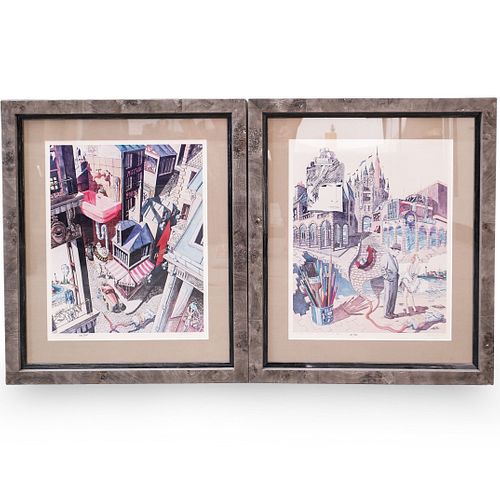 Pair of Limited Edition Lithographs by Y.B. Martin