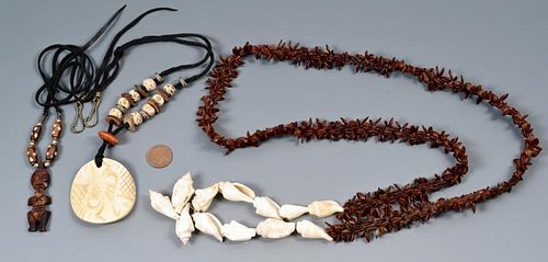 Group of 3 Carved Ethnic Necklaces