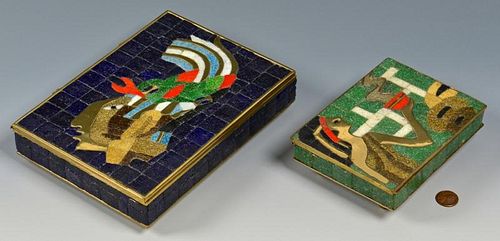 2 Mosaic boxes attr. Salvador Teran