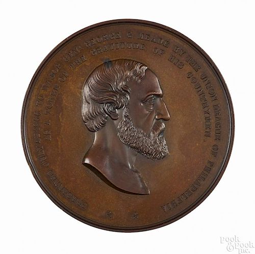 Rare Major General George Meade bronze medal, dated July 4th, 1866, presented by the Union League