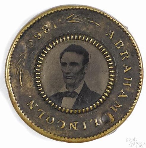 Abraham Lincoln & Hannibal Hamlin 1860 Presidential ferrotype, 1'' dia.