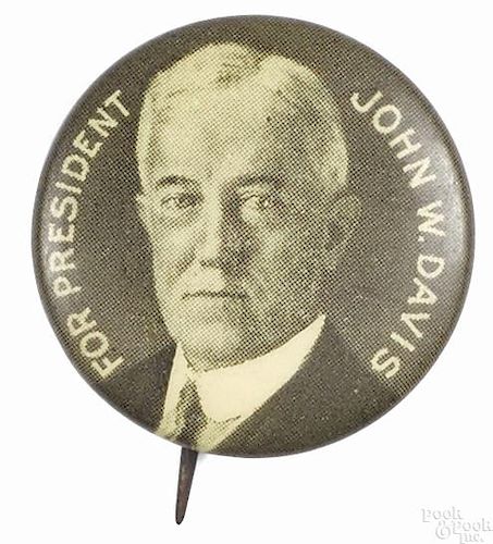John W. Davis Presidential political pinback, 7/8'' dia.