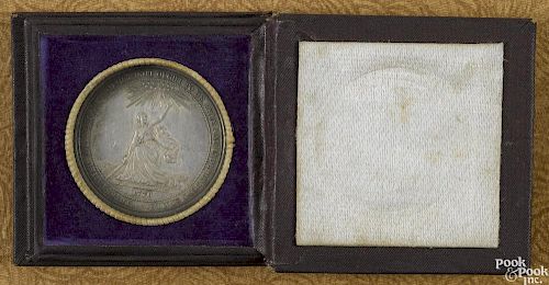 1876 Centennial Commemorative So-Called dollar medal, in its original case, 1 1/2'' dia.