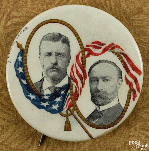 Theodore Roosevelt & Charles Fairbanks political button, 1 3/4'' dia.