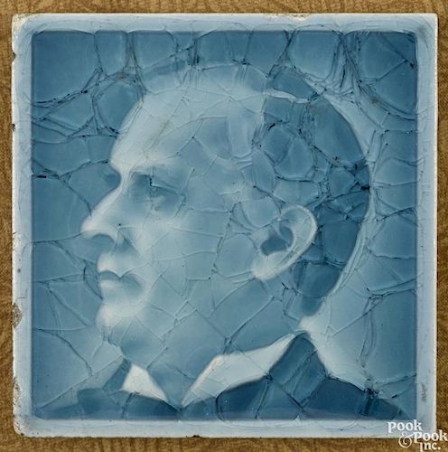 William McKinley porcelain portrait tile, 3'' square.