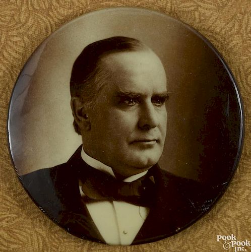 William McKinley political button, 3 1/2'' dia.