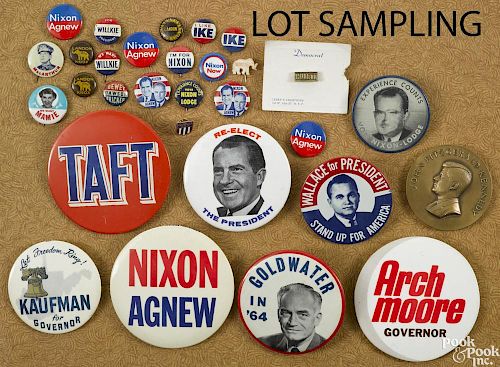 Large group of political buttons.