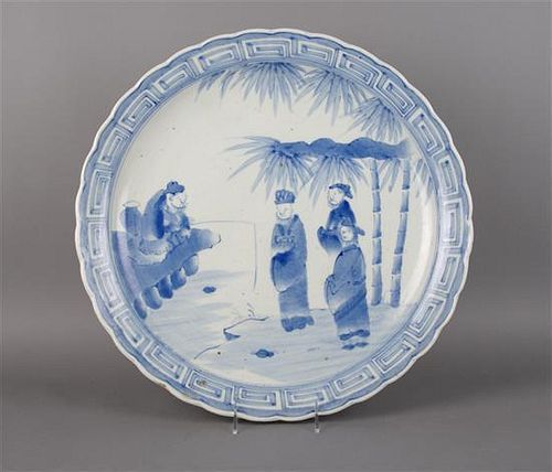 A Blue and White Porcelain Charger Diameter 18 1/4 inches.