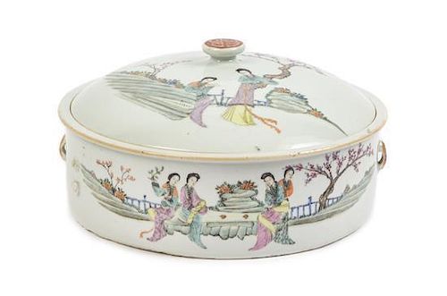 A Famille Rose Porcelain Bowl and Cover Diameter 10 1/2 inches.