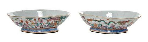 * A Pair of Famille Rose Porcelain Dishes Width of pair 7 7/8 inches.