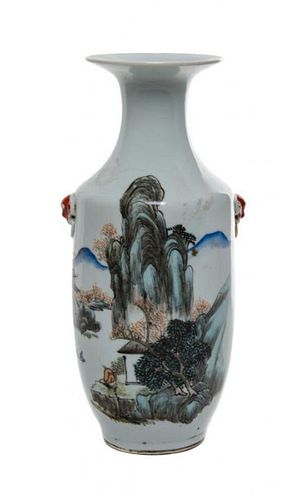 * A Polychrome Enameled Porcelain Vase Height 10 3/4 inches.