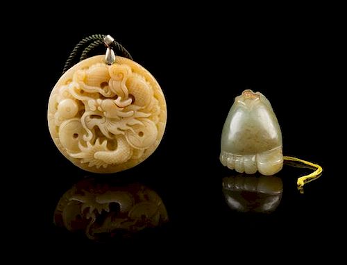 * Two Jade Pendants Diameter of first 2 inches.