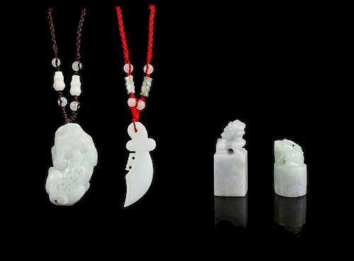 * Two Jadeite Pendants Height of tallest 1 3/4 inches.